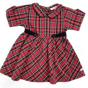 Ruffle Butts Collared sleeve plaid holiday dress, size 18-24 Months